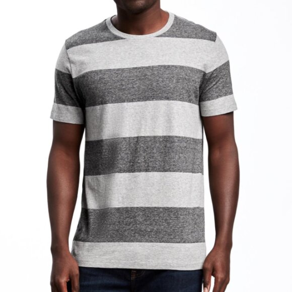 Old Navy Men Soft Wash Heathered Gray Striped Short Sleeve Crew Neck Tee XXL New - Picture 5 of 5